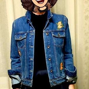 Paige Embroidered Denim Jacket worn twice, US M